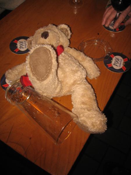 Emily the bear, slightly intoxicated